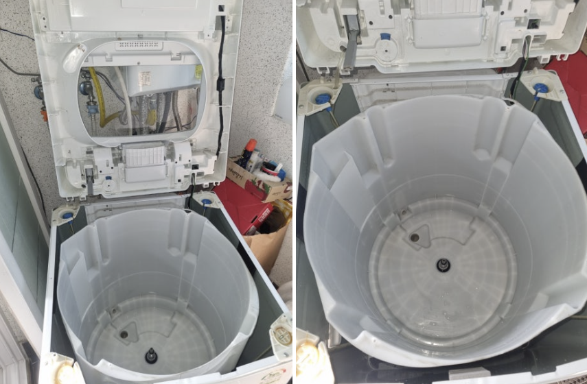 세탁조 청소 후 깨끗한 내부